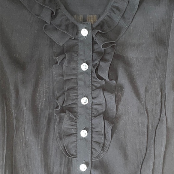 🪽Black Elegant Ruffle Blouse - Picture 3 of 4
